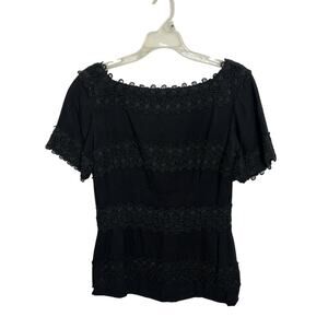 VTG 60s Handmade Black Lace Top Size Small 1960s Fashion Union Made